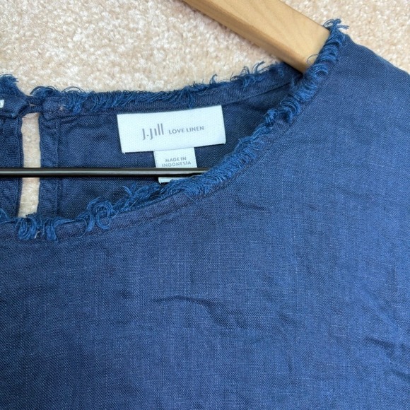 J.Jill Love Linen‎ Tunic Top Size XL Blue Lagenlook Coastal Quiet Luxury - Picture 2 of 8